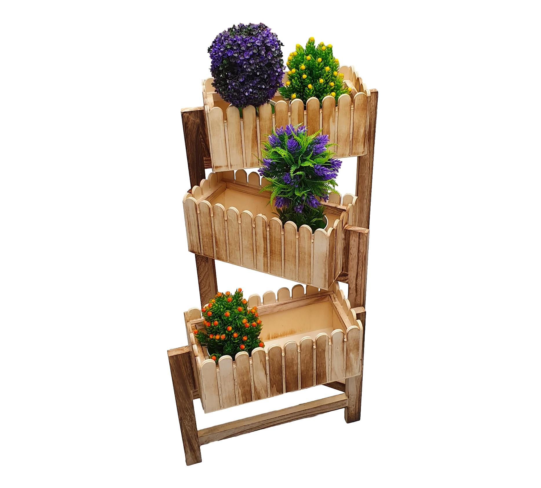 סט 3 אדניות עץ עם צירים