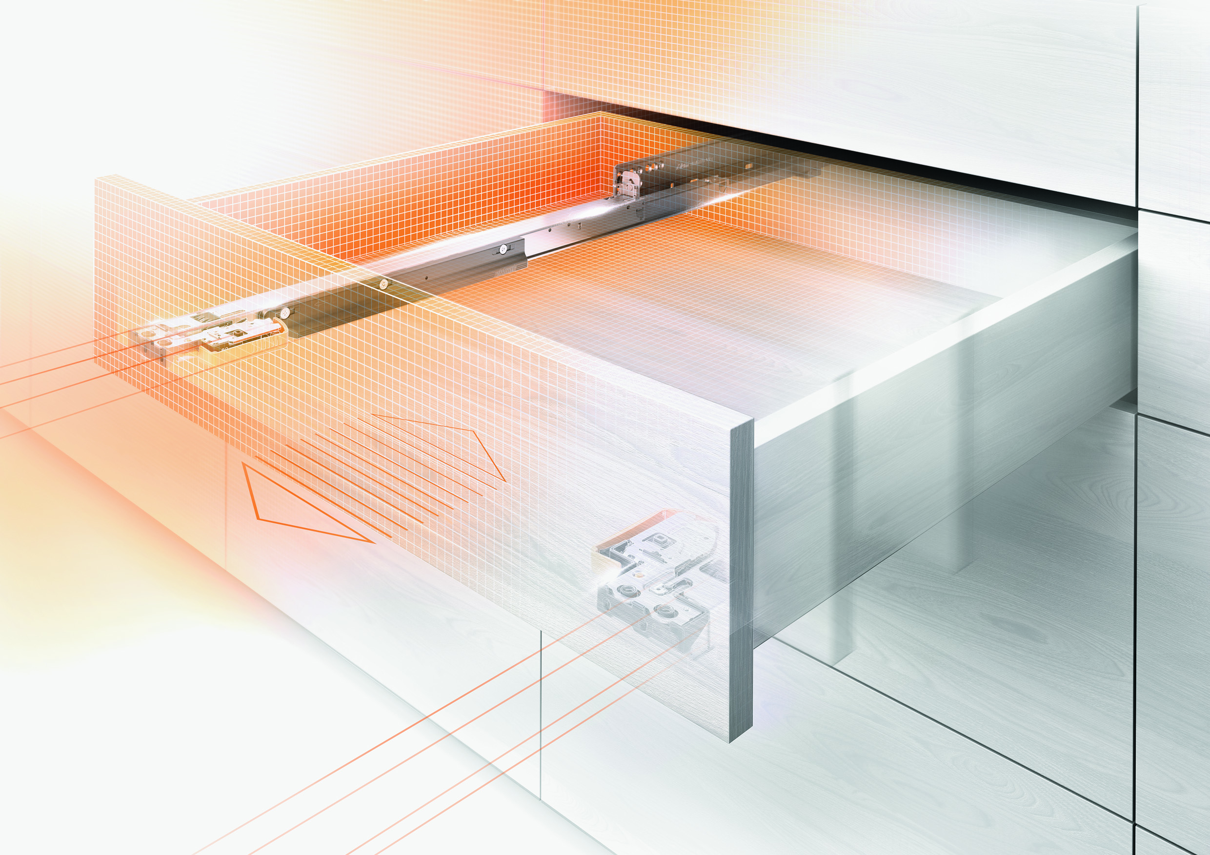 מסילה מובנטו נסתרת שליפה כפולה עם בולם - Blum