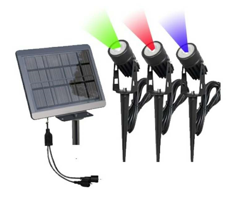 סט 3/4 זרקורים סולאריים + לוח נפרד וכבלים